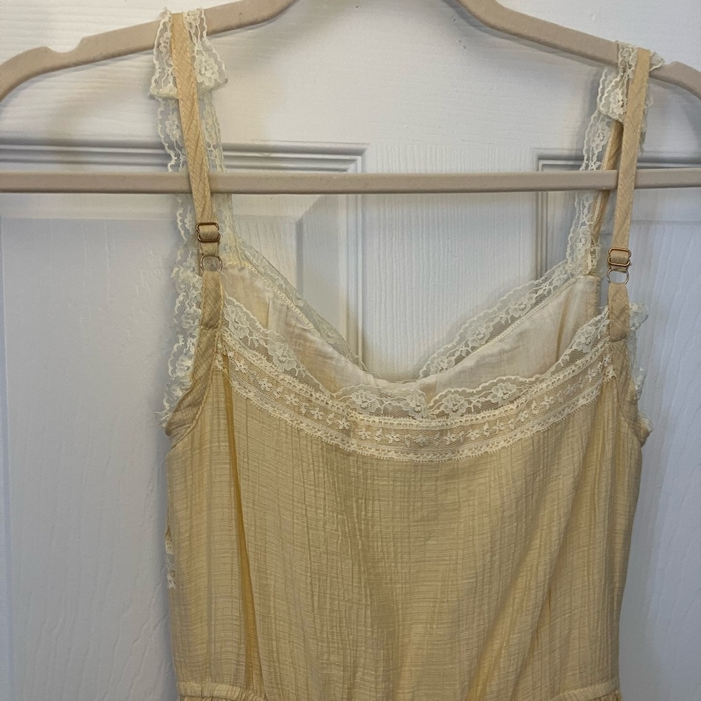 Yellow Lace-Trim Midi Dress with Cardigan - Picture 11 of 12